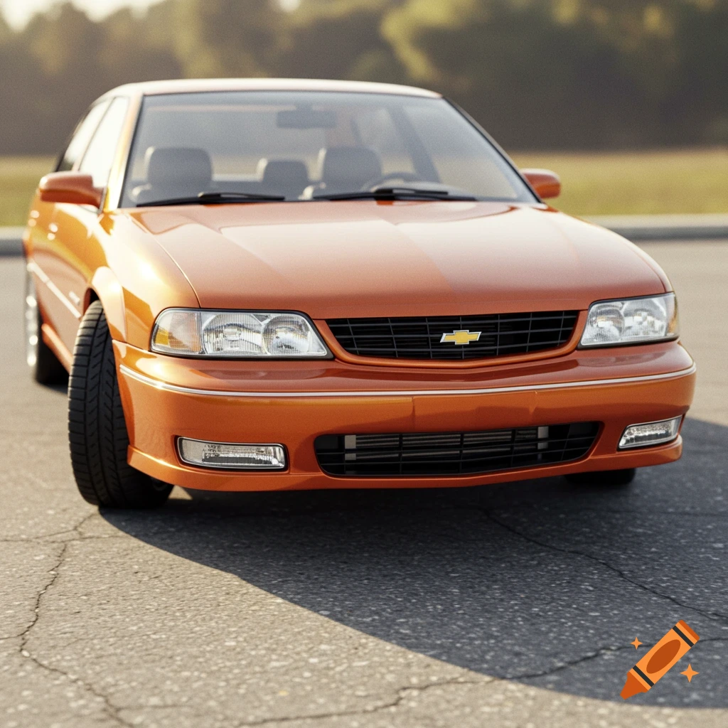 A realistic rendering of an orange 1999 Chevrolet Lumina.