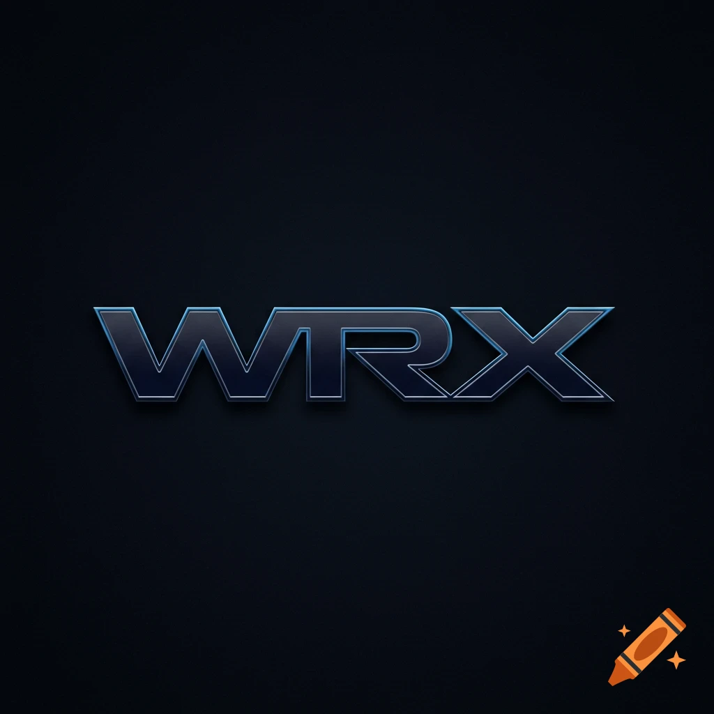 Metallic WRX logo on a dark background