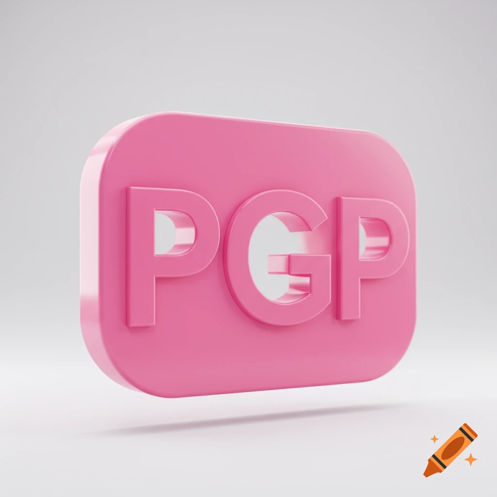 A pink 3D rendering of a rounded rectangular icon with the letters "PGP" on it.