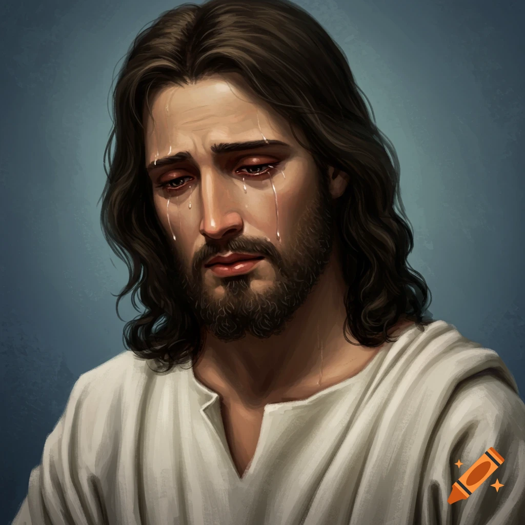 Portrait of Jesus crying