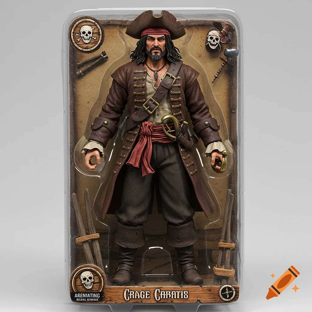 A pirate action figure in collector's blister packaging.