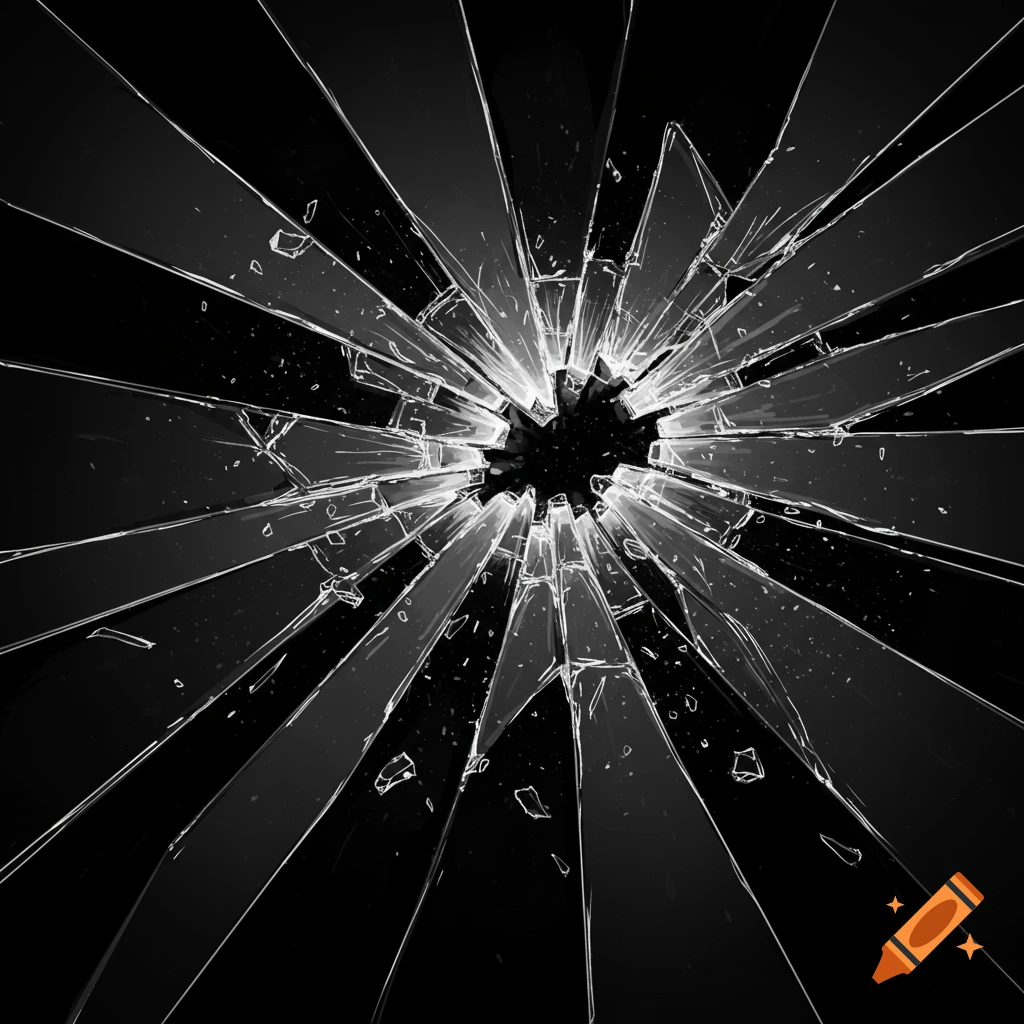 Shattered glass texture in black and white.