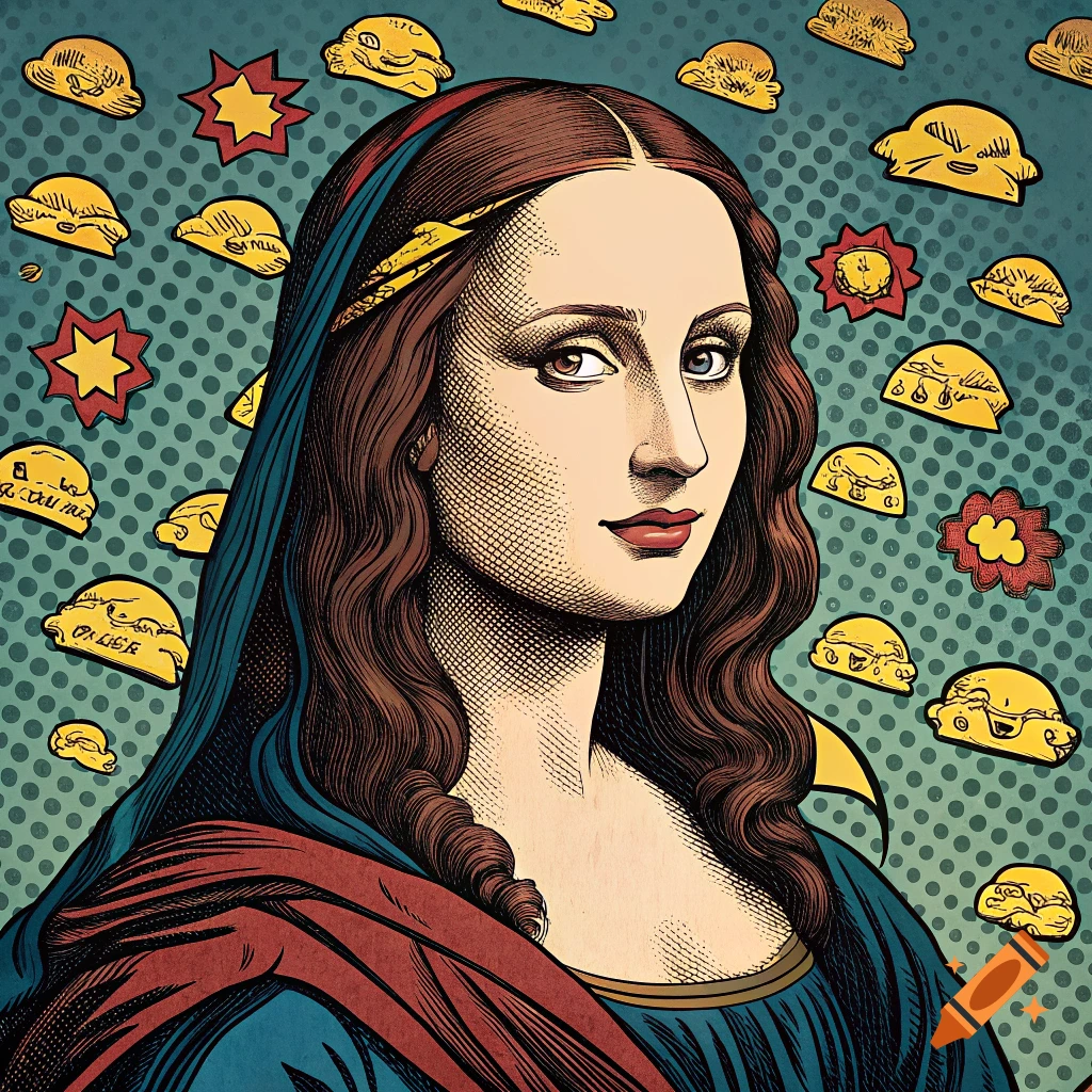 Pop art style portrait of Mona Lisa