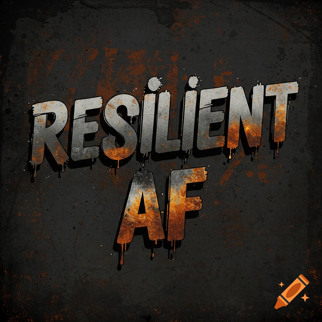 Gritty text graphic reading 'Resilient AF'