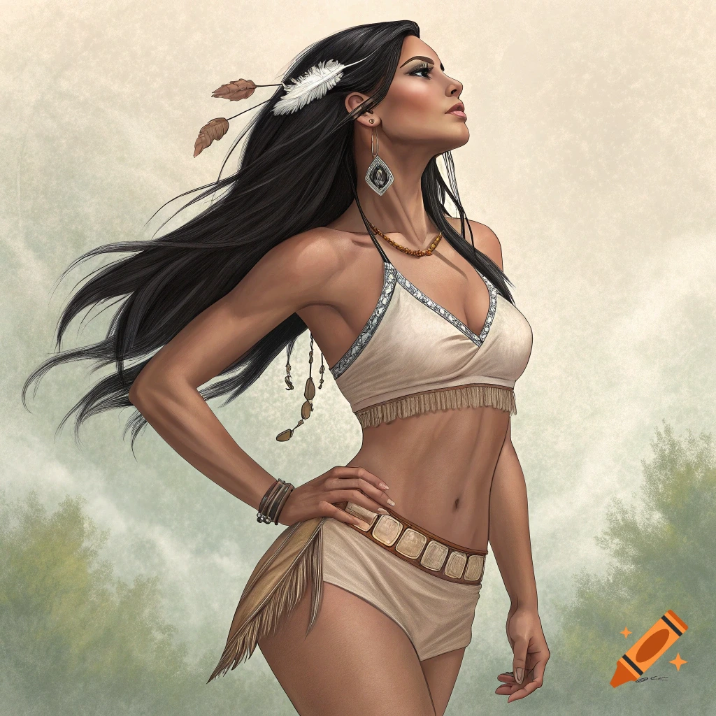Illustration of a woman in indigenous clothing standing confidently.