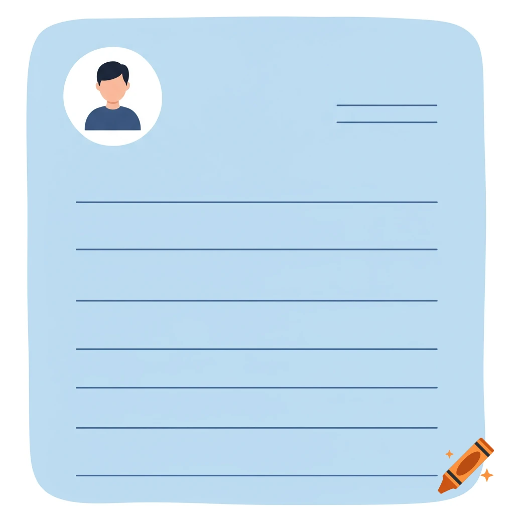 Simple illustration of a document template with a profile icon placeholder and horizontal lines for notes.