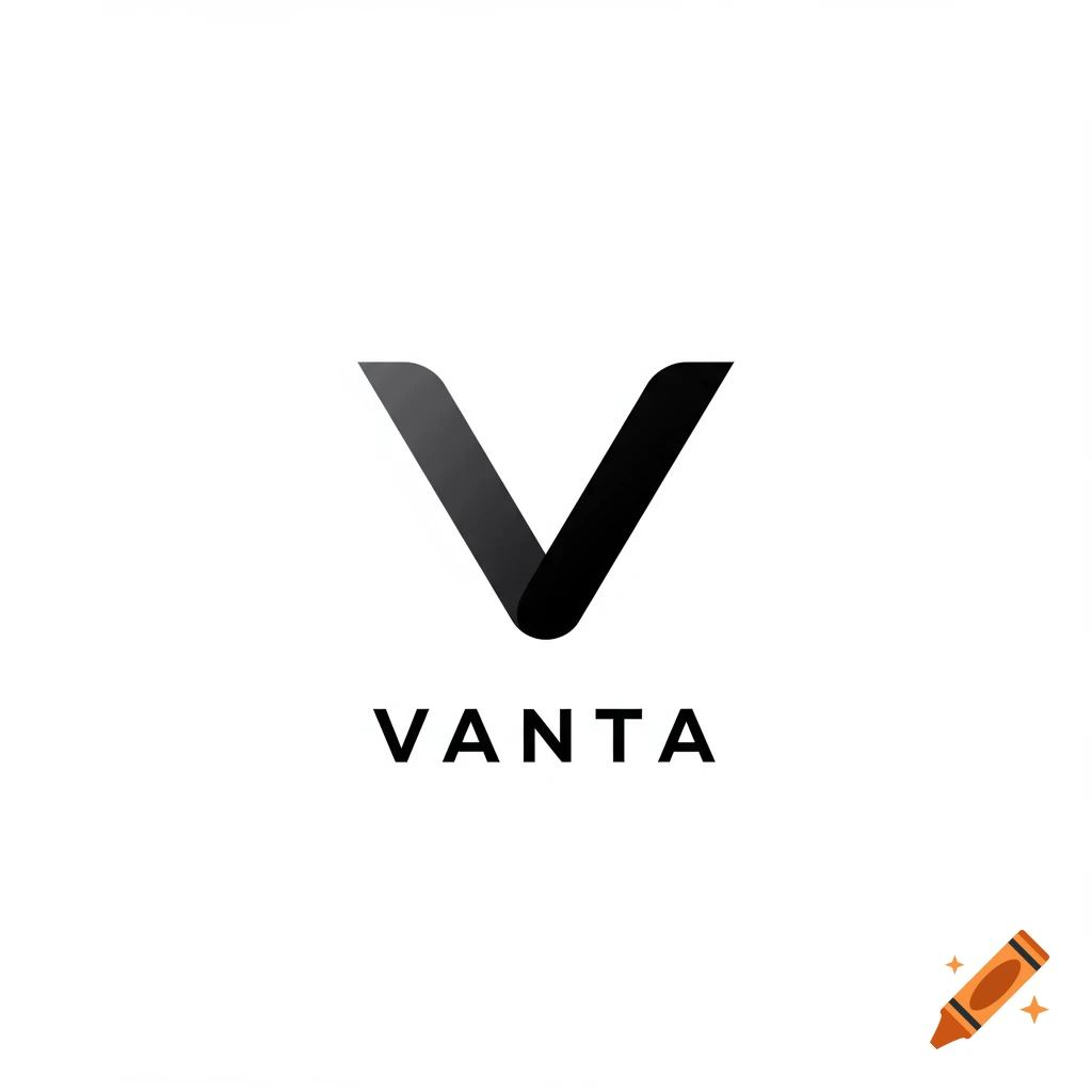 Abstract black gradient V logo above the word VANTA on white.