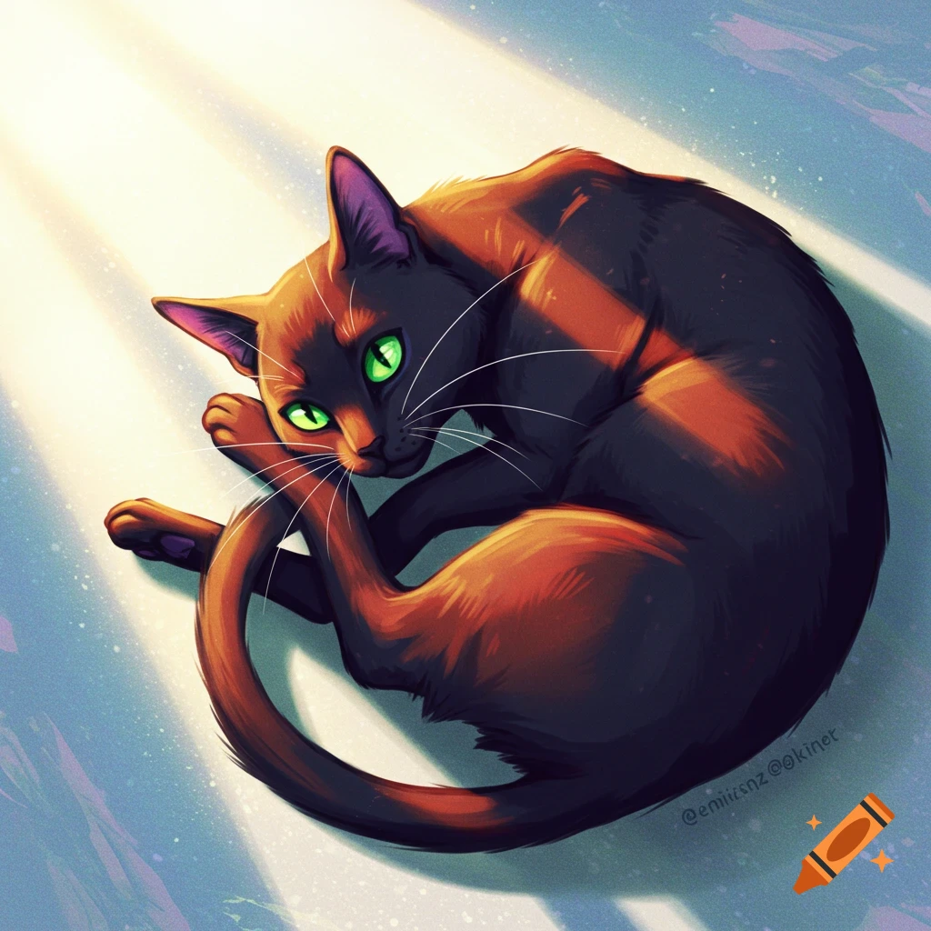 A black cat curled up in sunlight.