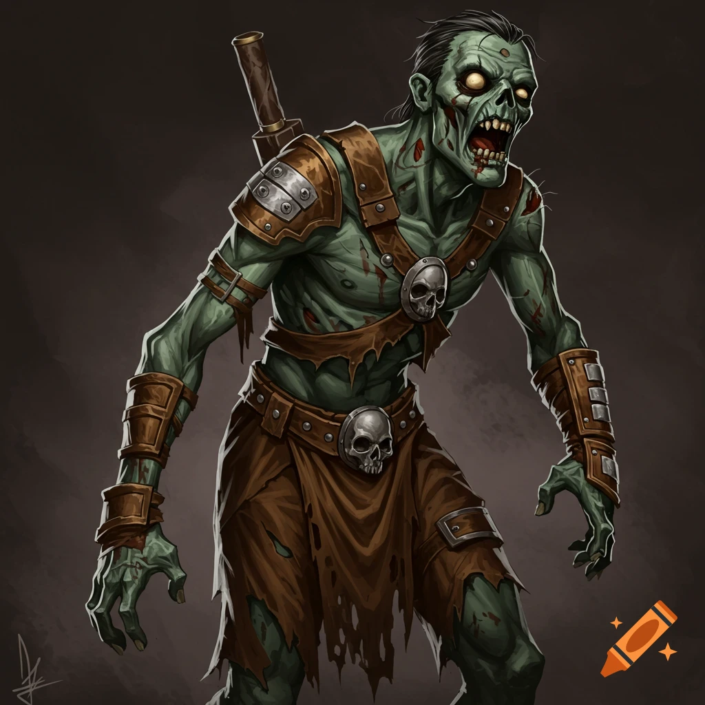 A zombie in leather armor