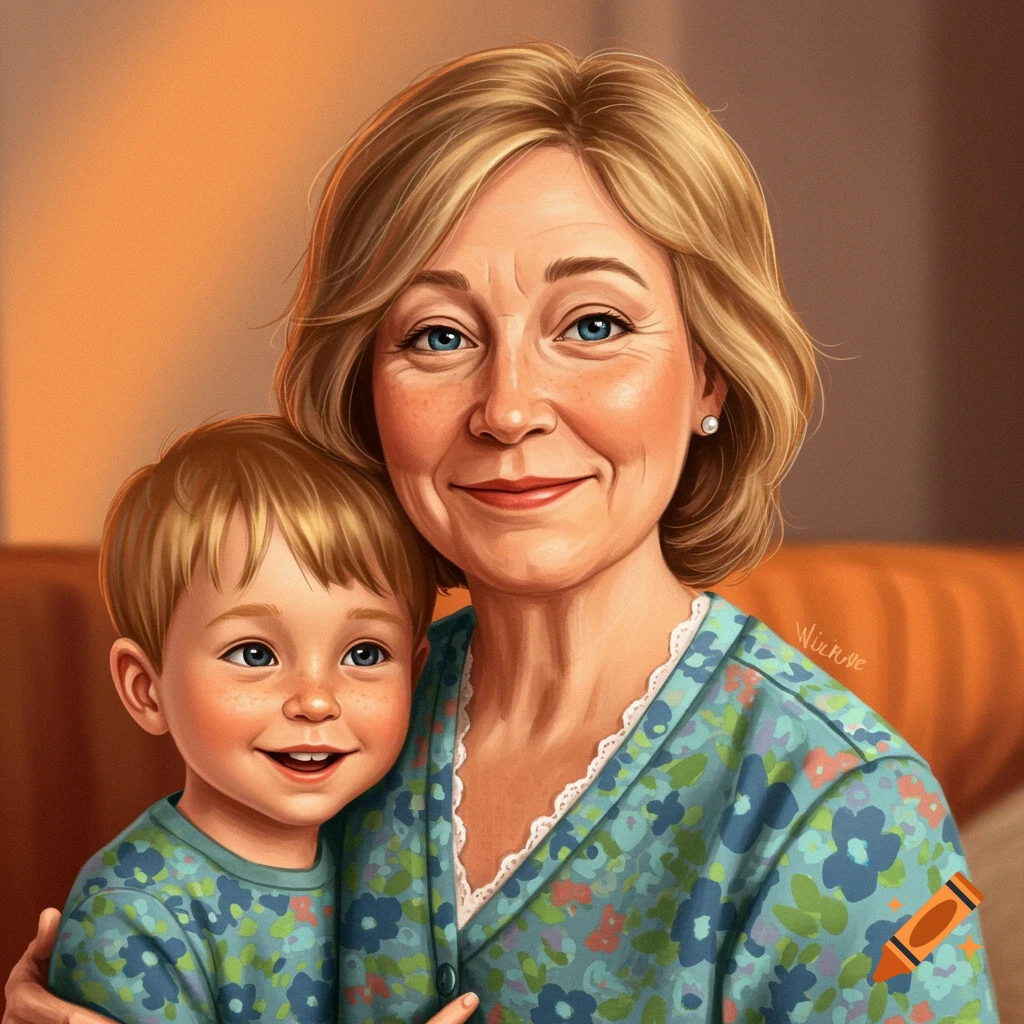 Portrait of a smiling woman and child hugging.