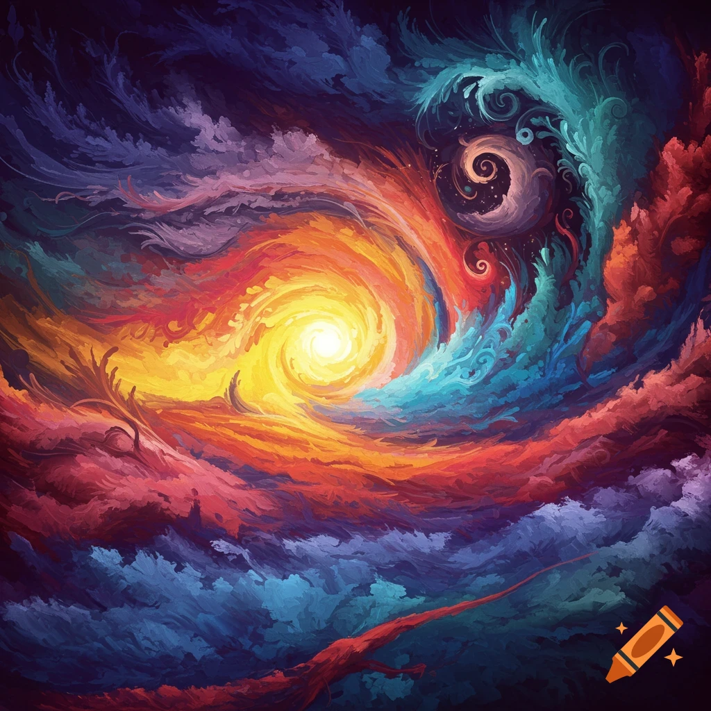 Abstract depiction of a vibrant, swirling vortex.