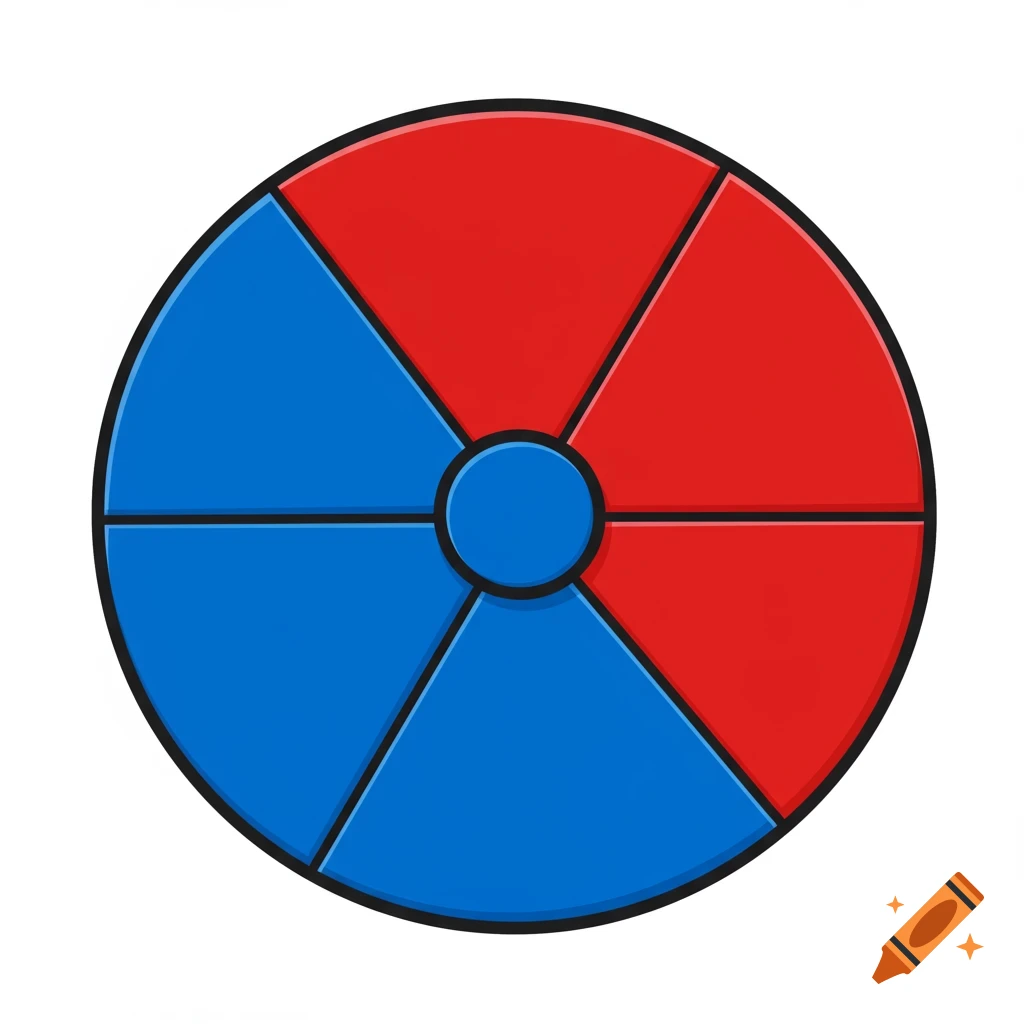 Illustration of a red and blue spinner or beach ball.