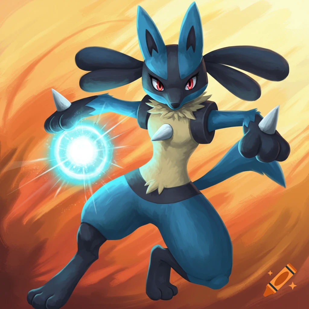 Lucario powering up an energy sphere.