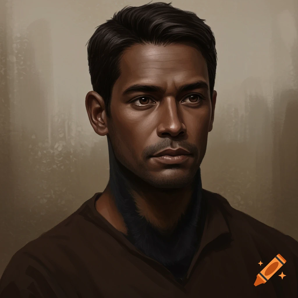 A man with dark skin and hair, looking forward.