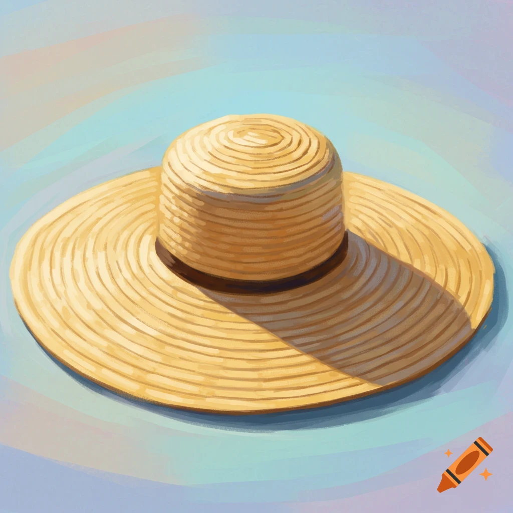 A straw hat on a blue background.
