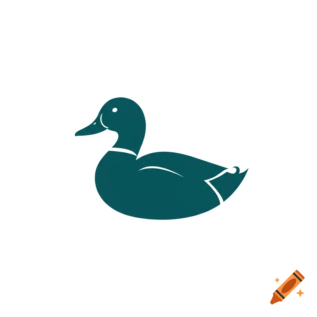 A one-color logo of a duck in profile.