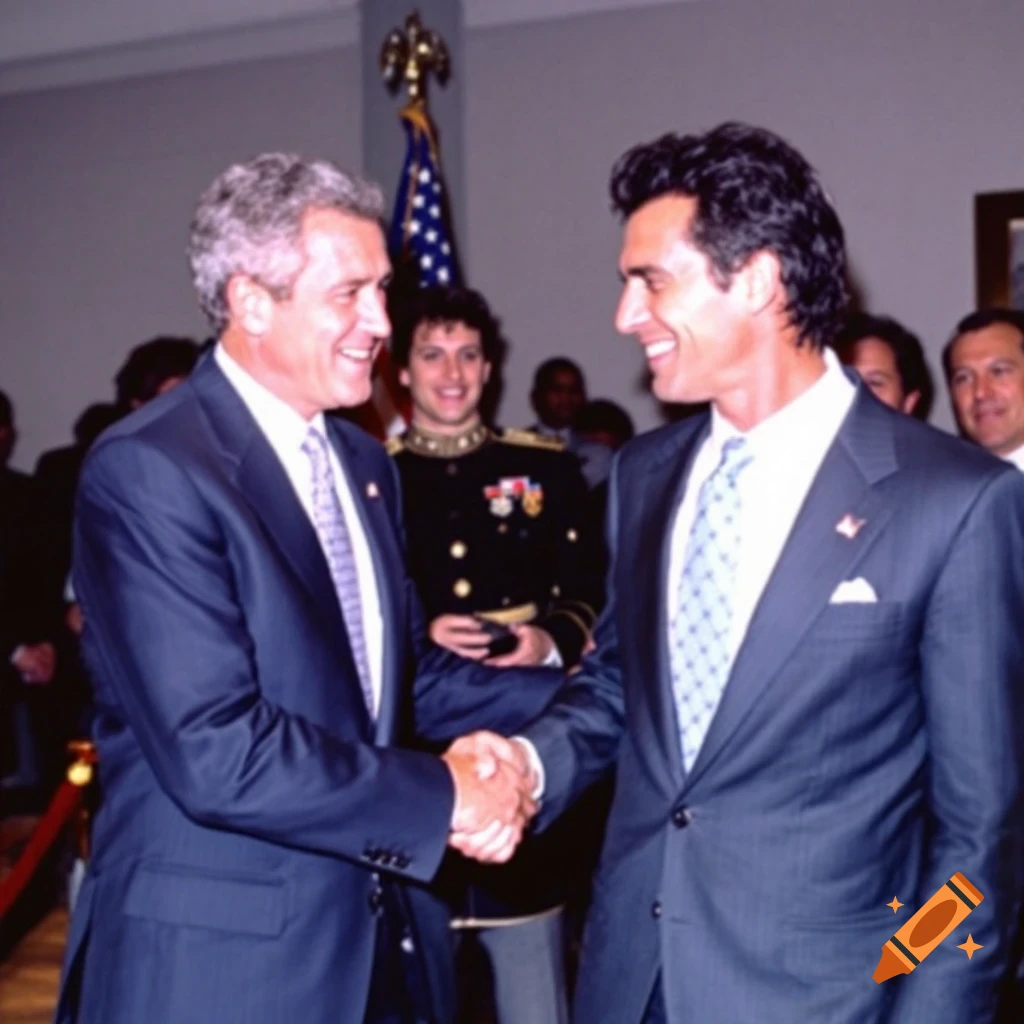 George W. Bush shaking hands with Gavin Rossdale at an event.