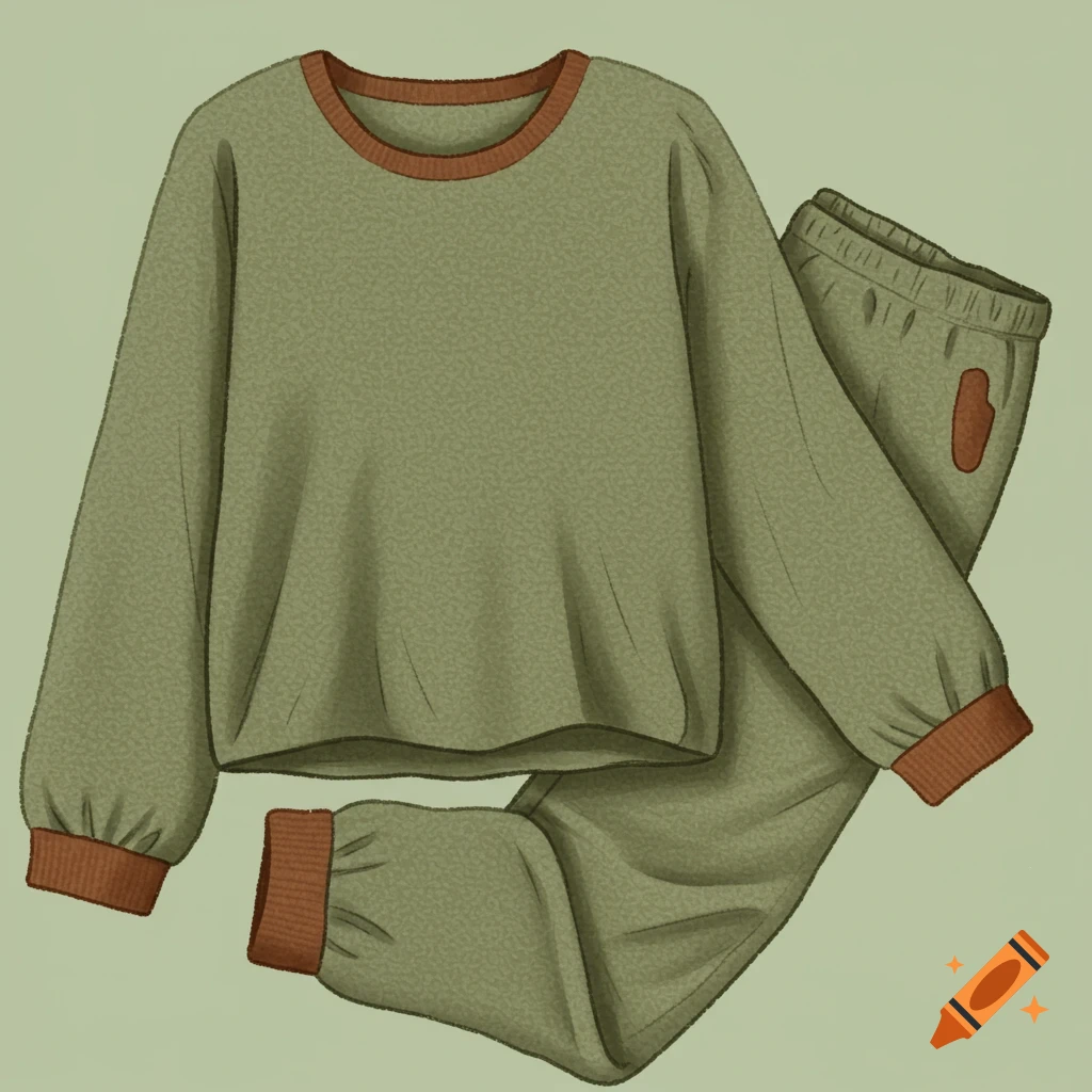 A green and brown pajama set.