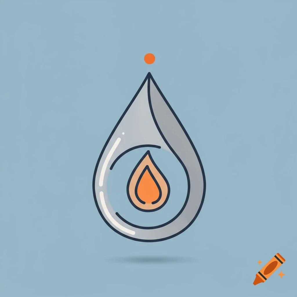 Abstract illustration of a drop with an orange flame inside