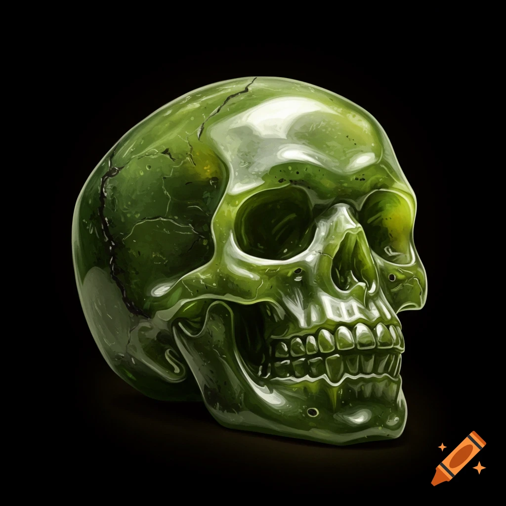 Moldavite crystal skull