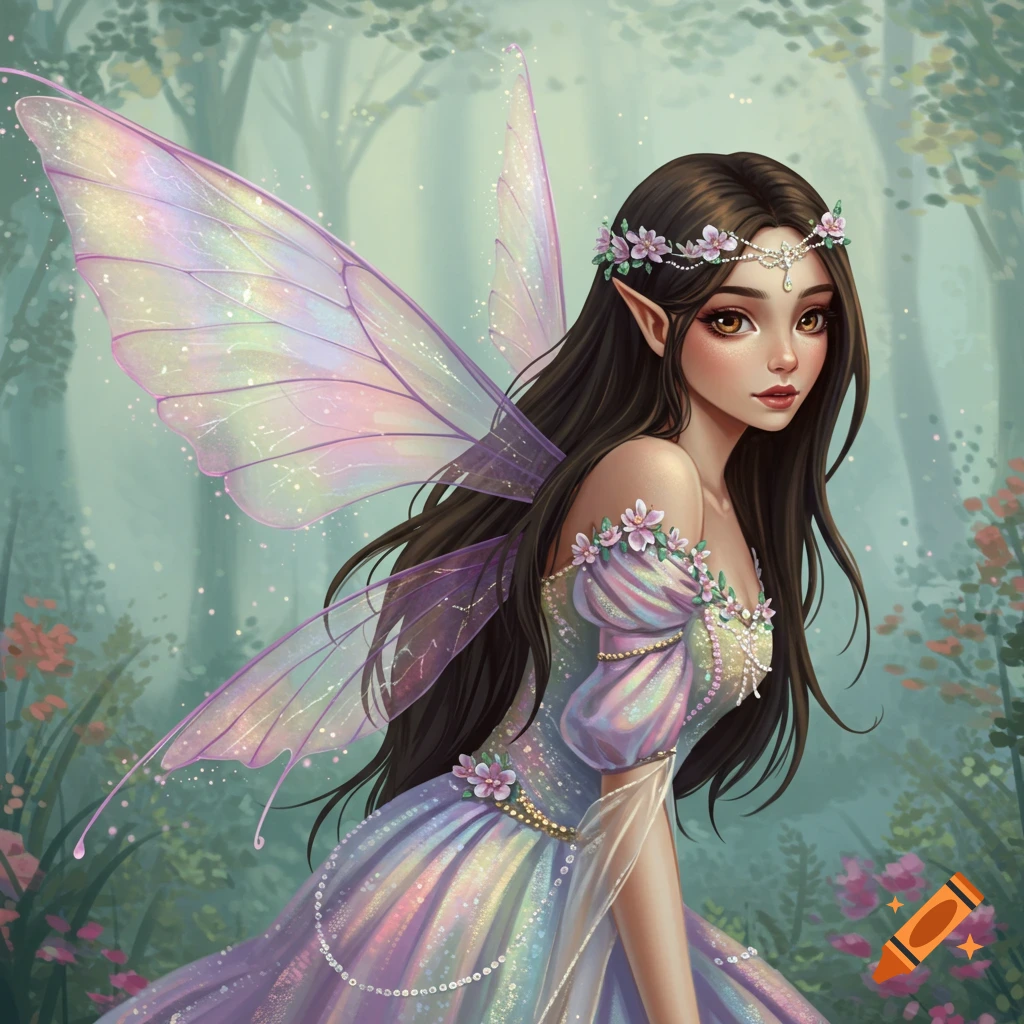 A fairy princess in a forest.
