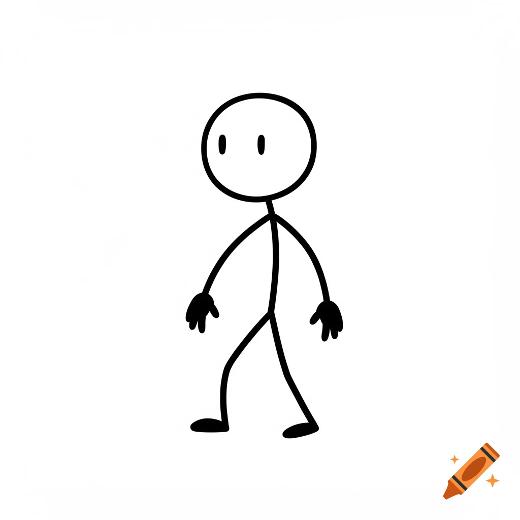 A simple black stick figure on a white background.