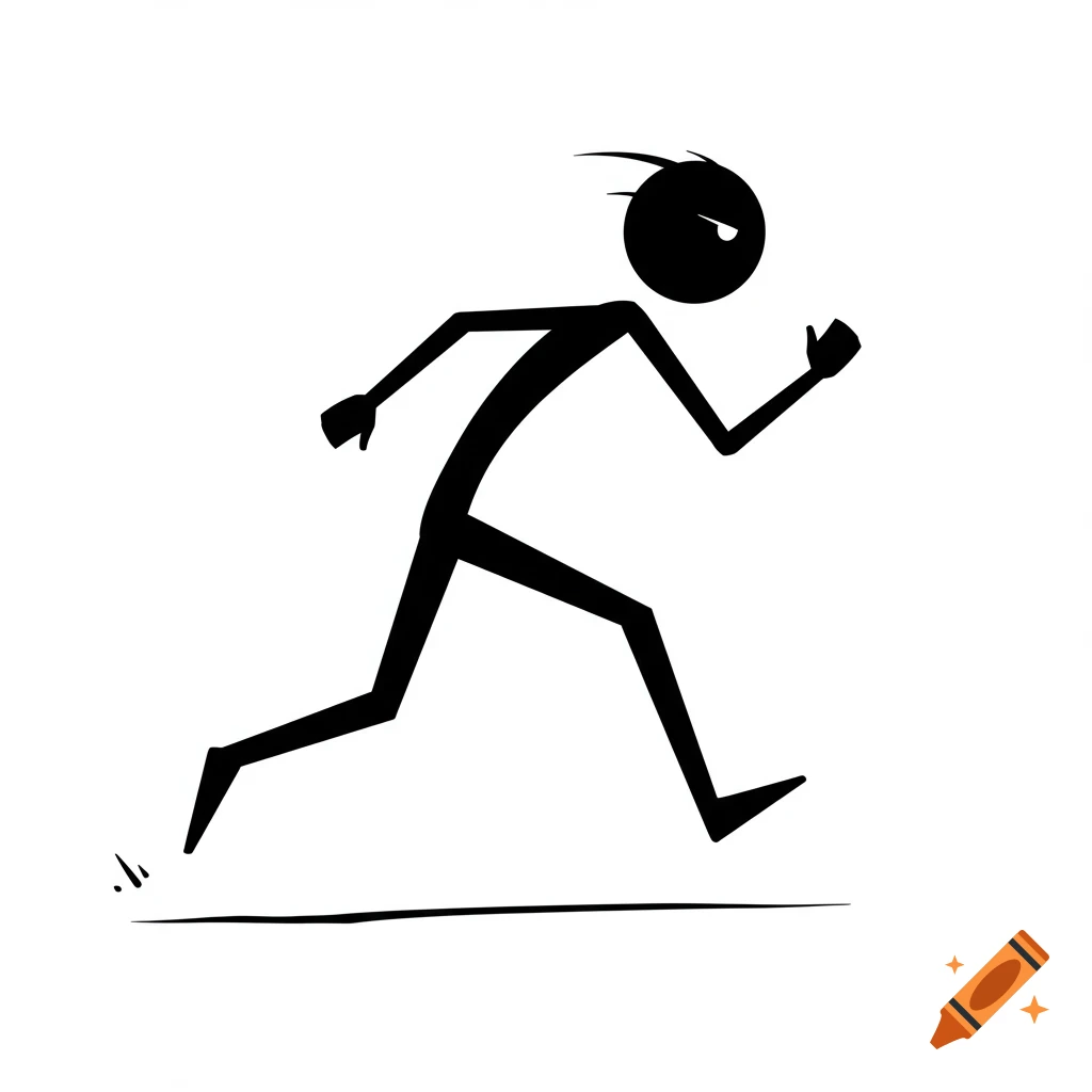 A black stick figure running
