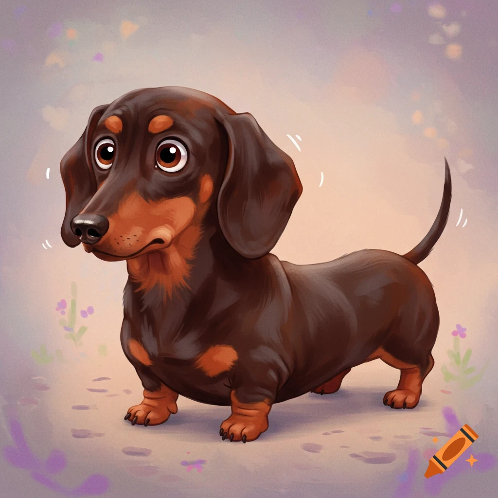 A brown and tan dachshund dog standing