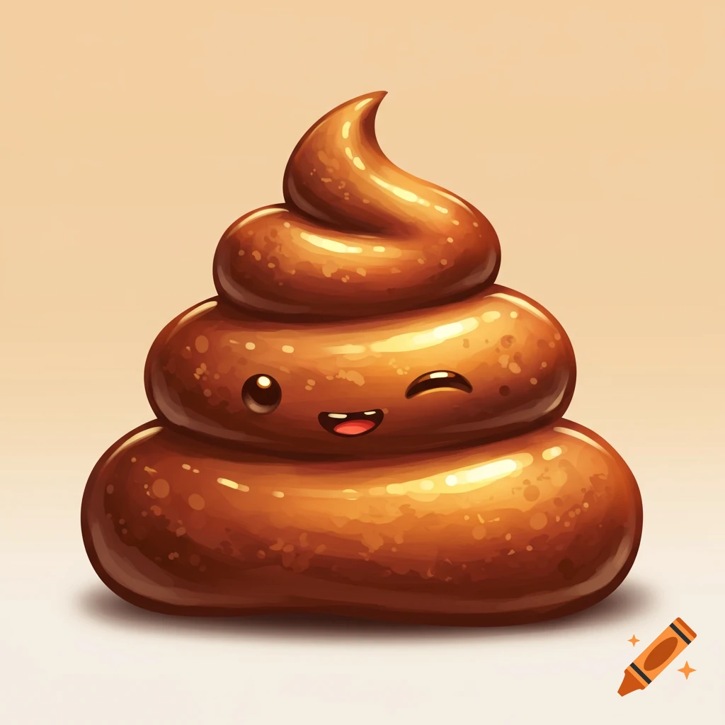 A cute, smiling, winking cartoon poop character.