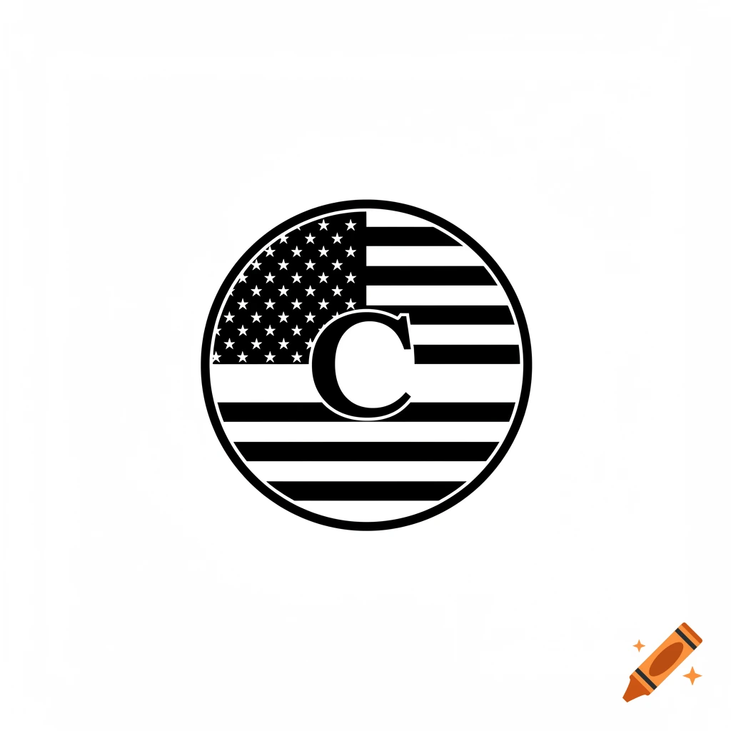 Black and white circular logo with a stylized American flag pattern and a bold capital letter C in the center.
