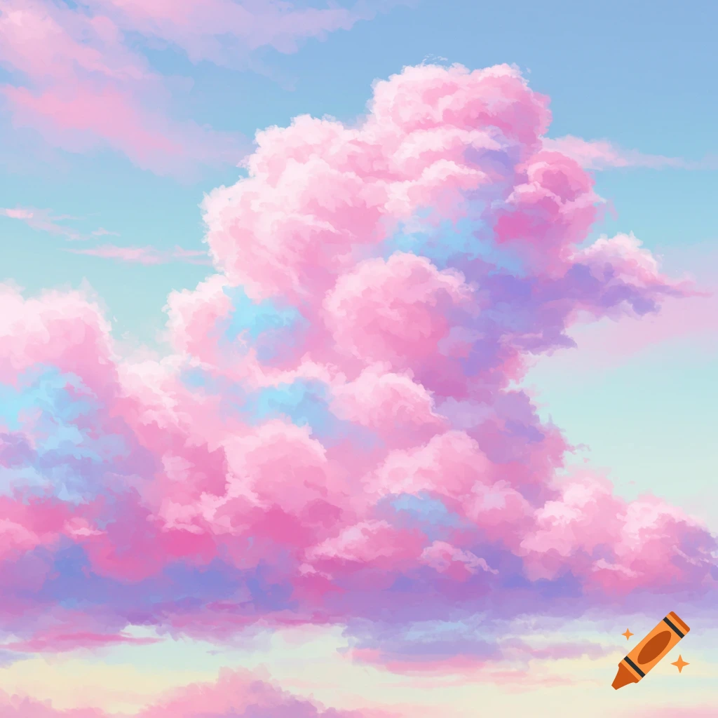 Pink, purple, and blue cotton candy clouds.