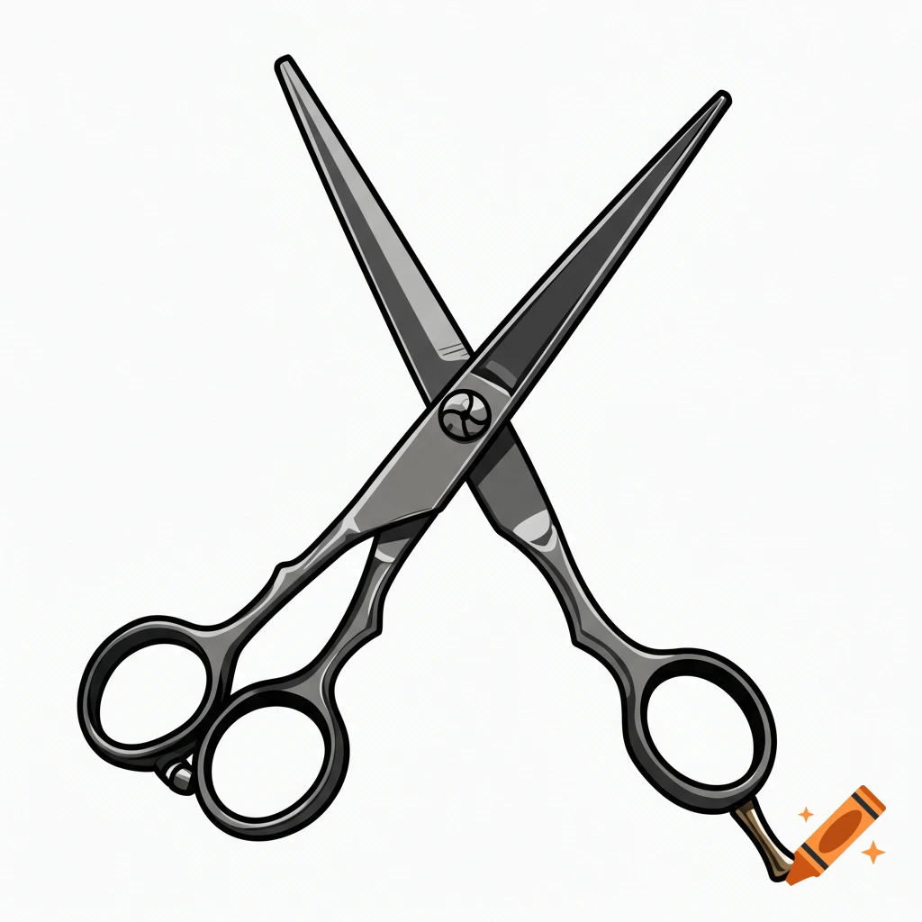 Vector illustration of silver scissors crossed