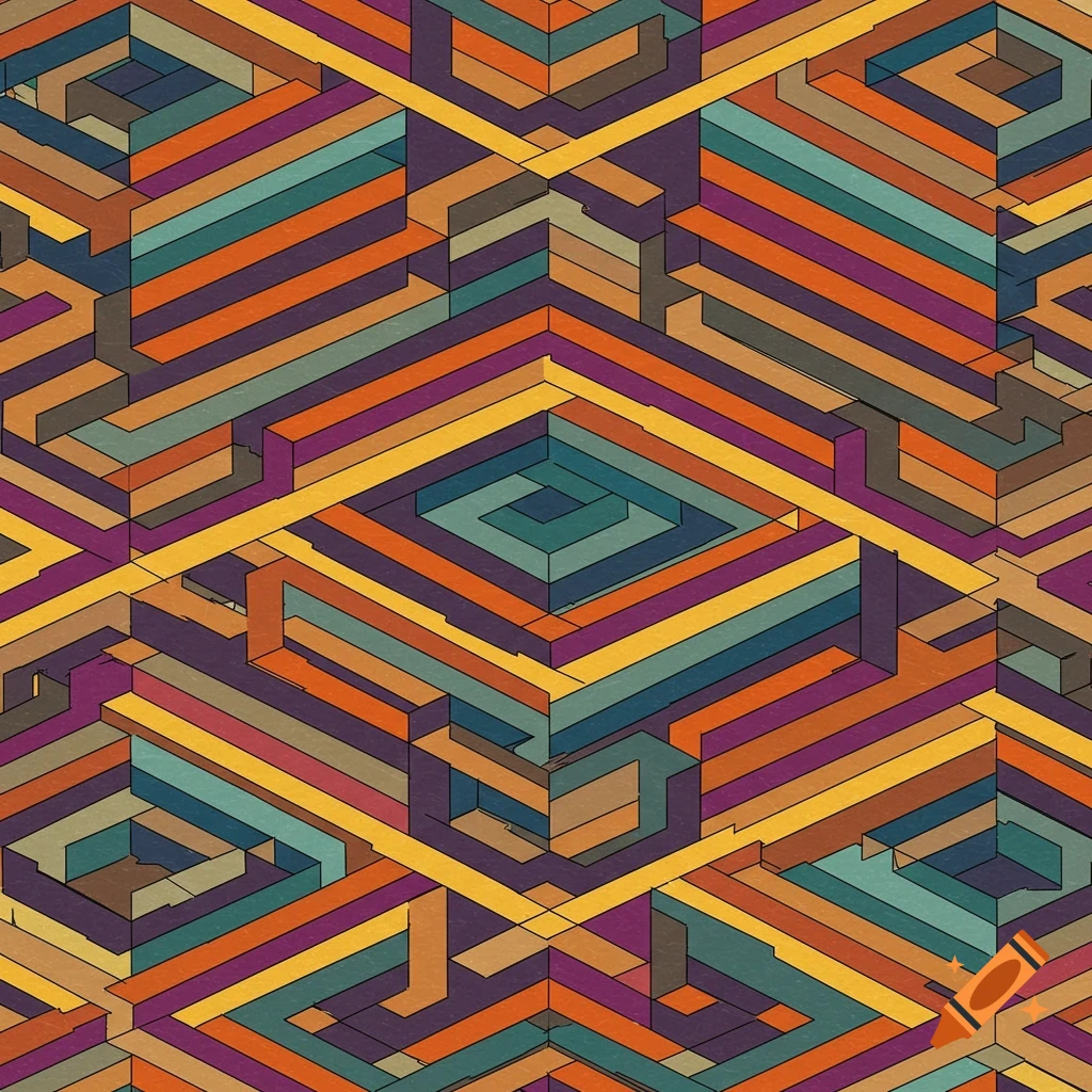 Colorful geometric tessellation pattern with isometric perspective