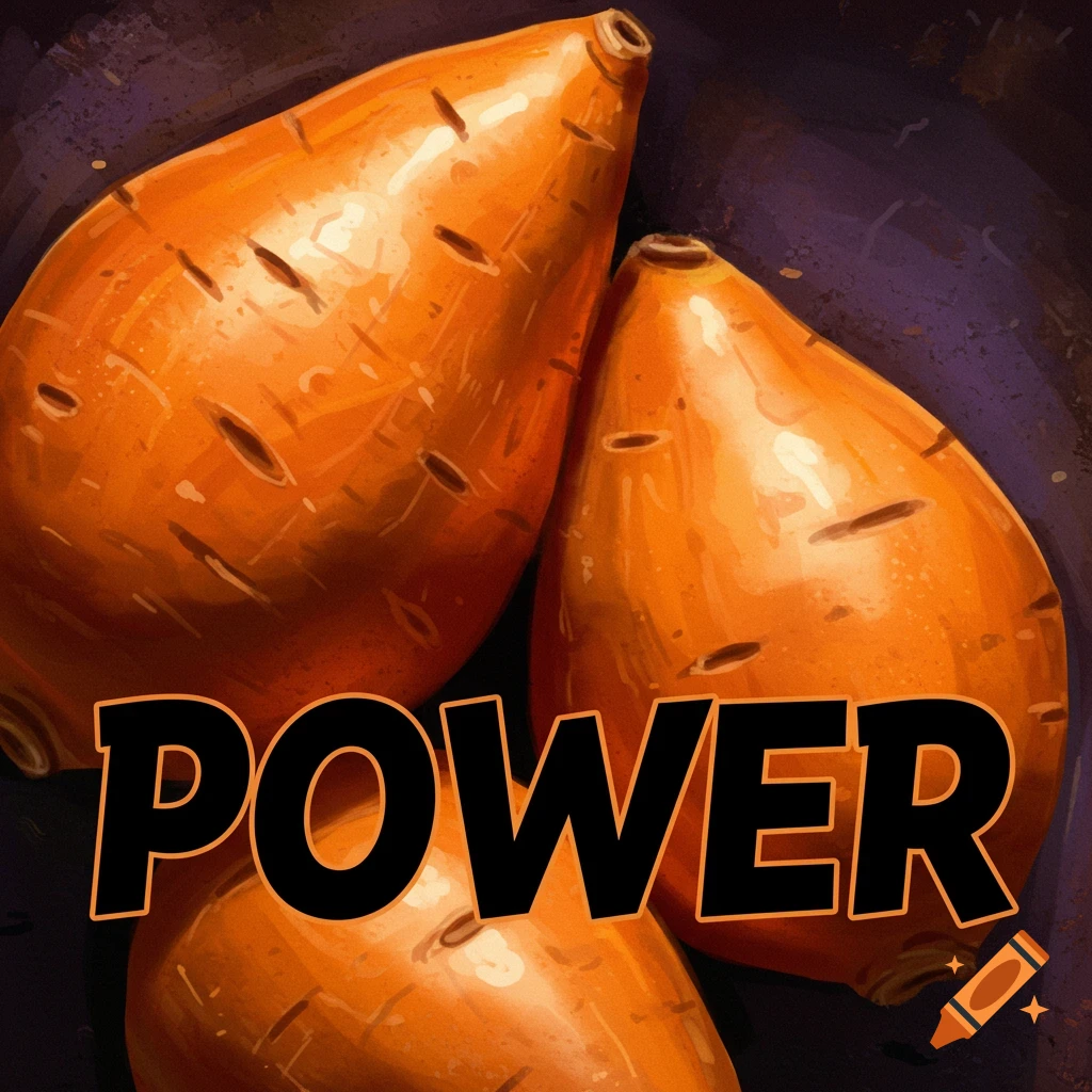 Yams with the word POWER overlaid.