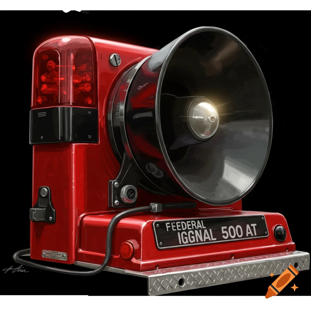 A red Federal Signal 500 AT siren.
