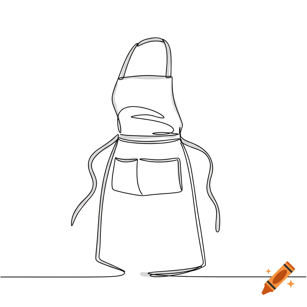 A continuous line drawing of an apron.