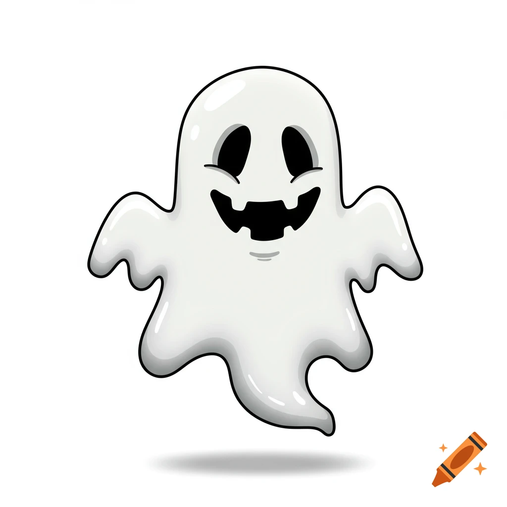 Cartoon illustration of a smiling ghost