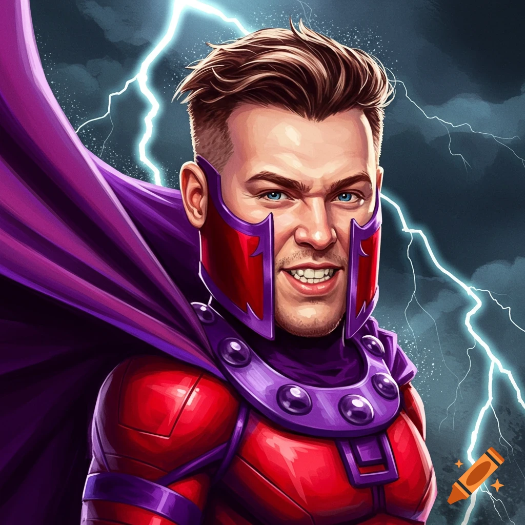 A person dressed as Magneto with lightning.