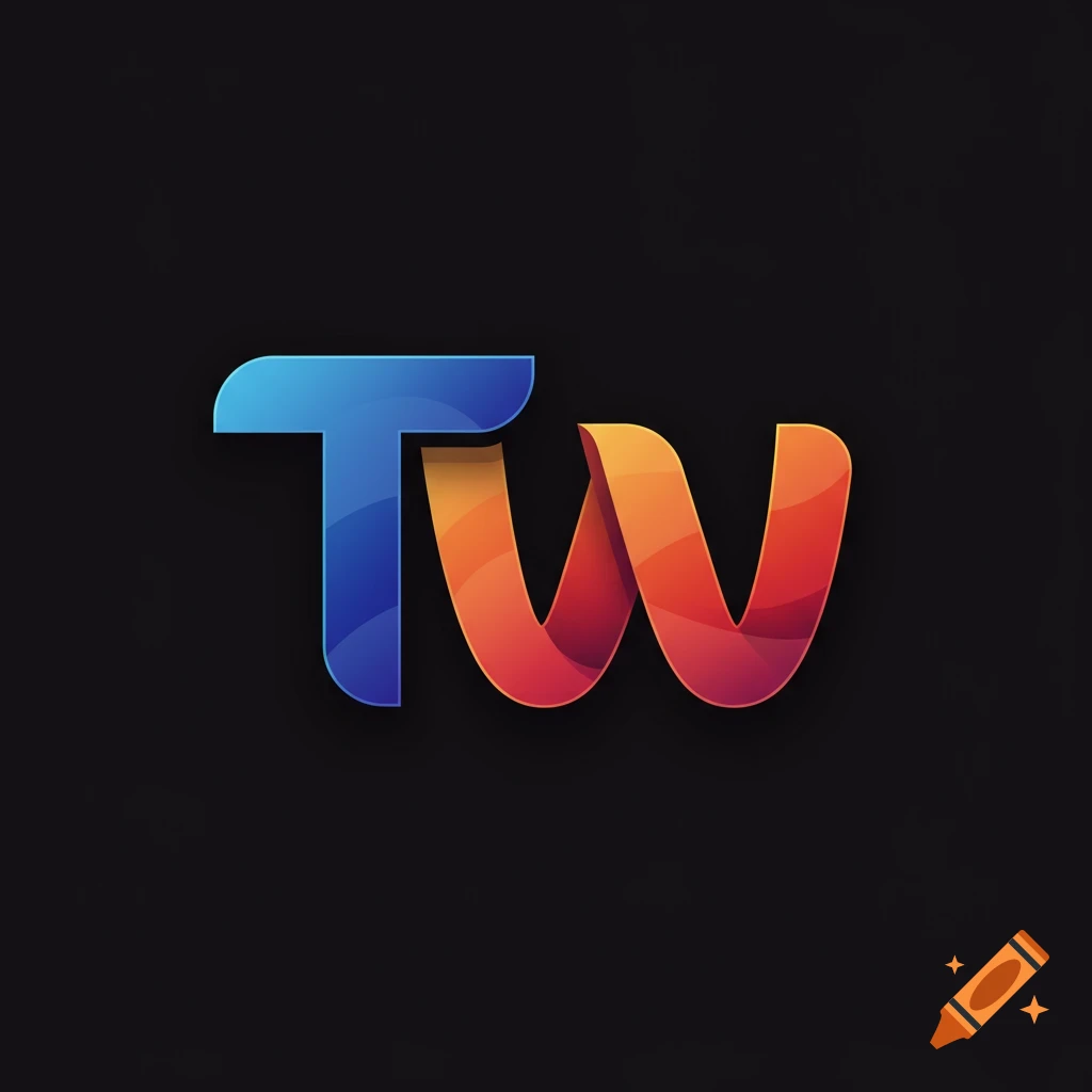 Stylized blue and orange/red logo showing the letters T and W on a black background.