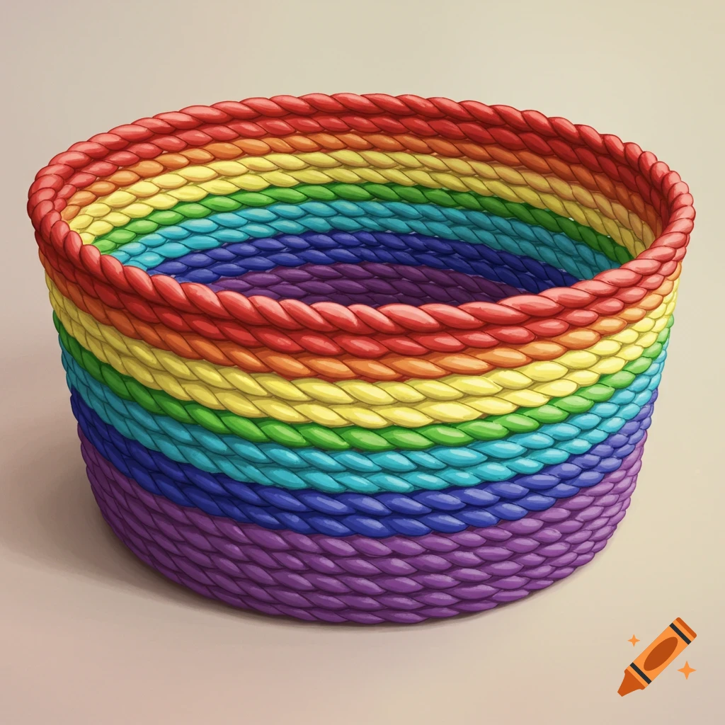 A rainbow rope basket