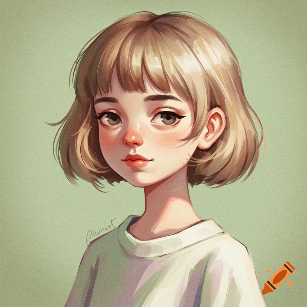 Image of a young girl with short blonde hair and blush