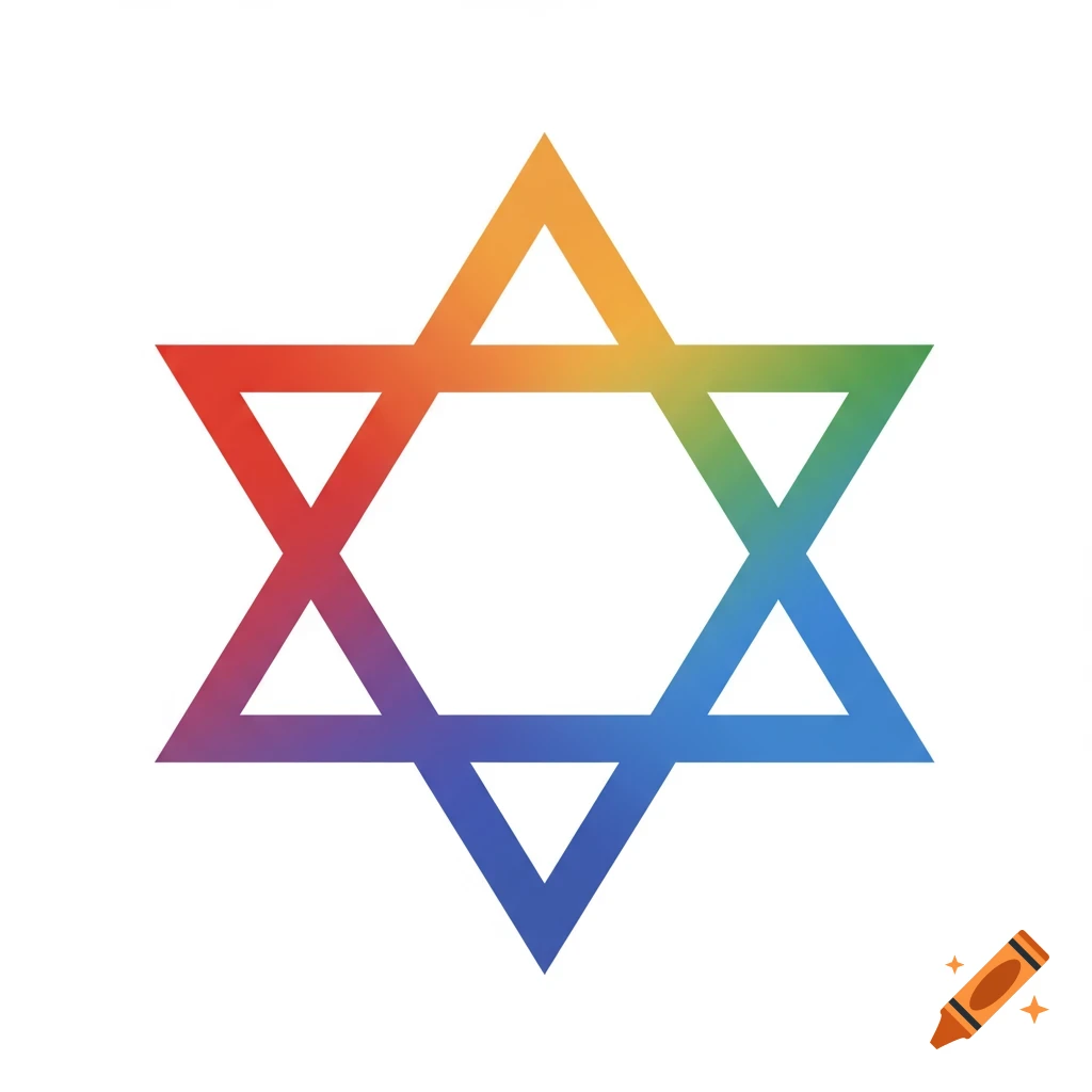 Star of David symbol with a rainbow color gradient