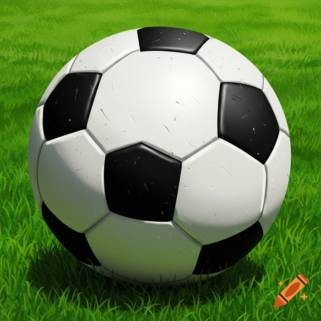 A black and white soccer ball on green grass.