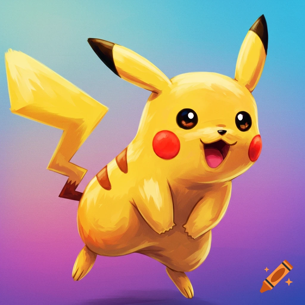 A happy Pikachu jumping.