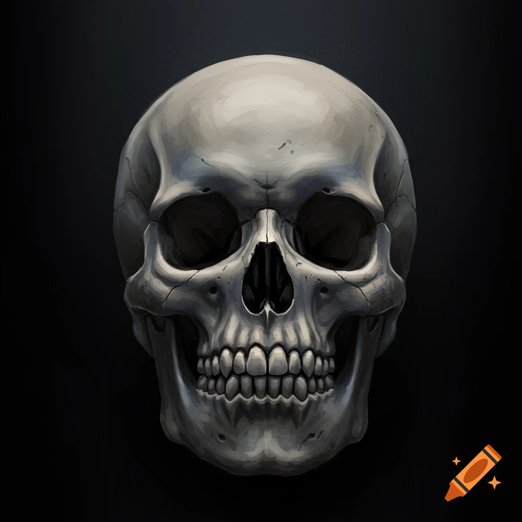 A human skull on a dark background