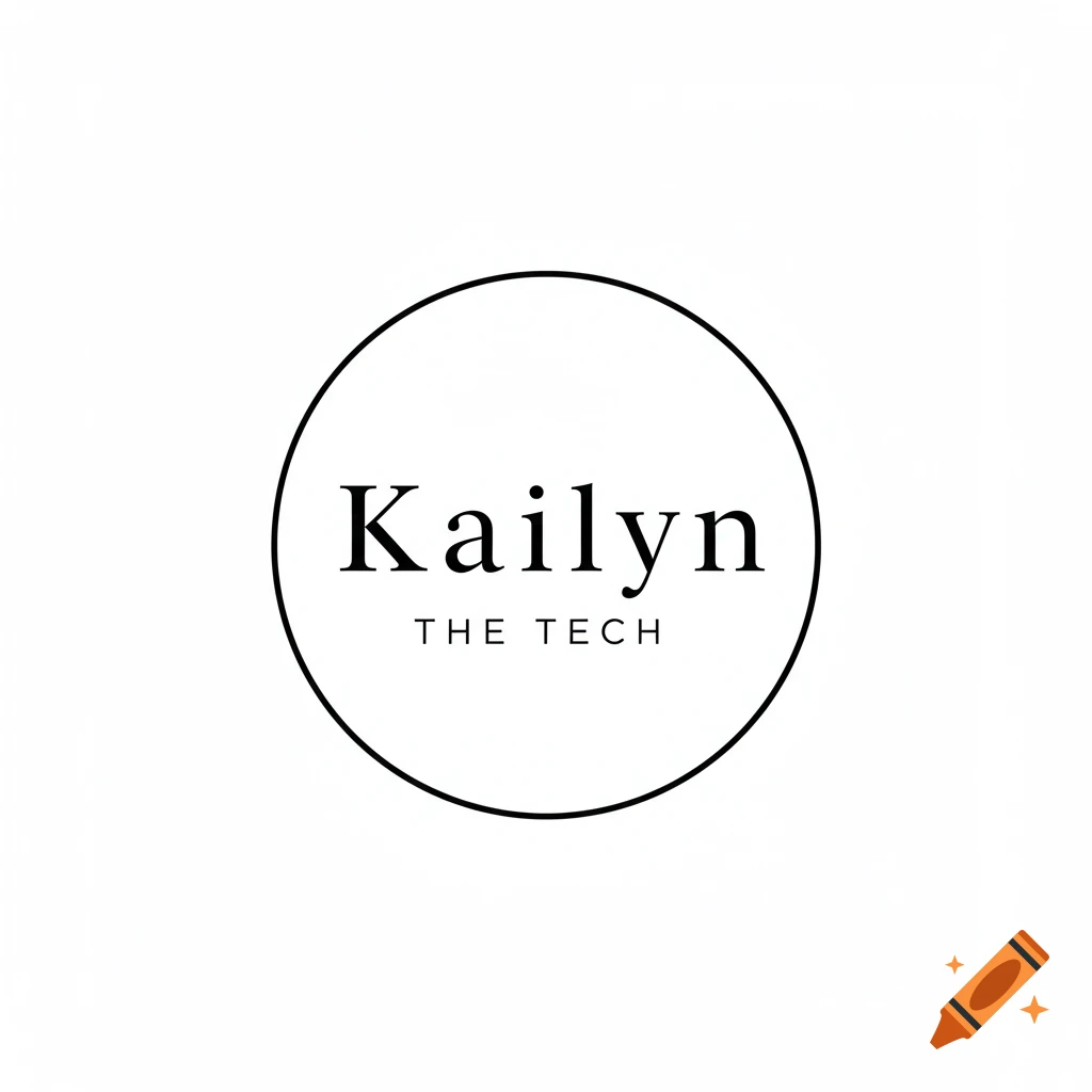 A black circle containing the text 'Kailyn' in an elegant font above 'THE TECH' on a white background.