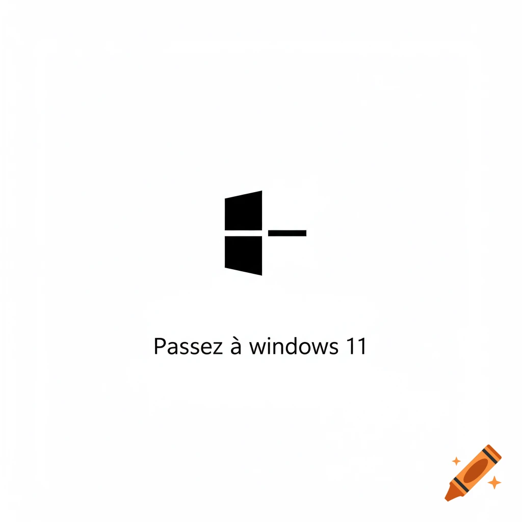 Black and white Windows logo with text 'Passez à windows 11'