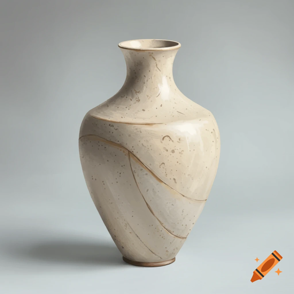Ceramic flower vase with a neutral color palette.