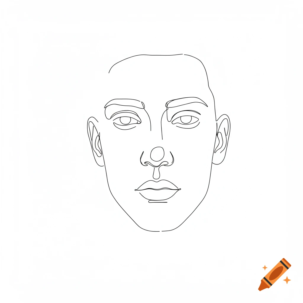 Minimalist line art portrait of a face.
