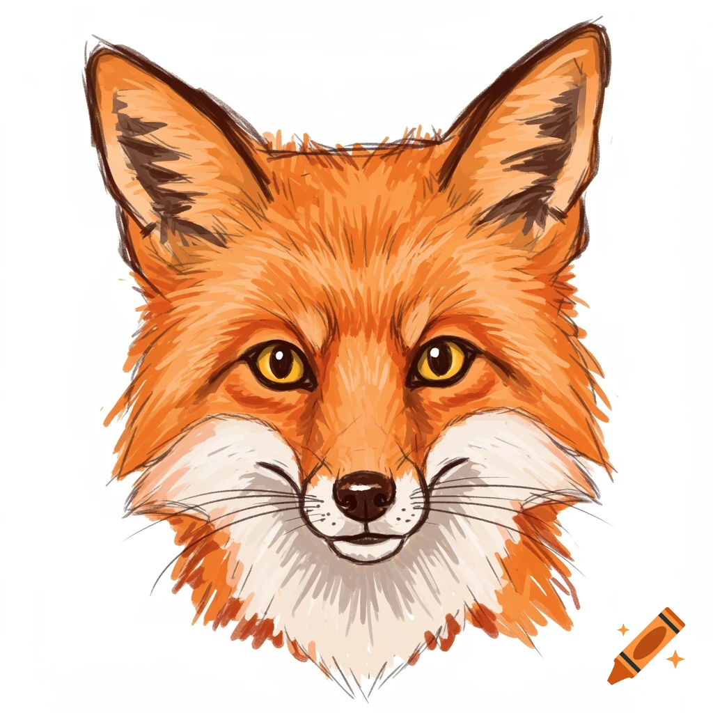 A sketchy drawing of a fox's face.